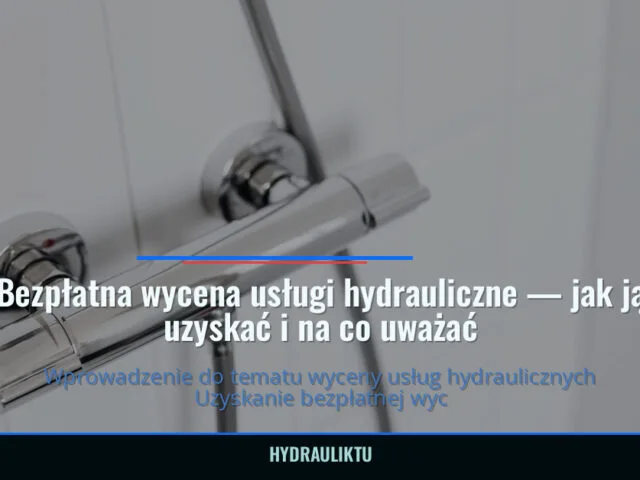 Bezpłatna wycena usługi hydrauliczne — jak ją uzyskać i na co uważać — hydrauliktu