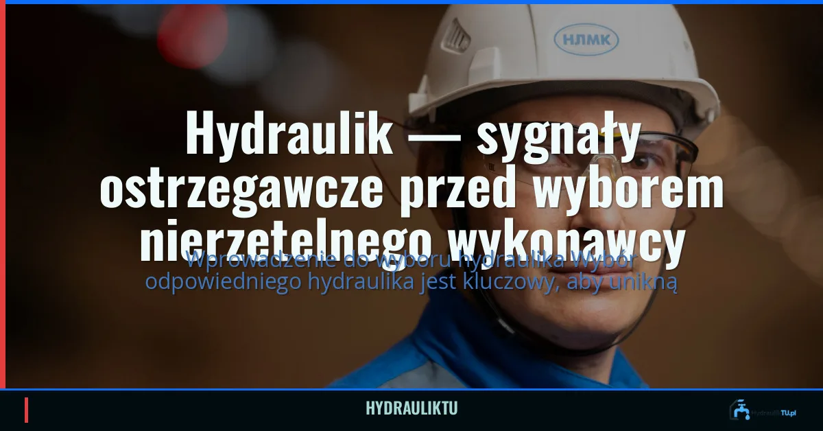 Hydraulik — sygnały ostrzegawcze przed wyborem nierzetelnego wykonawcy