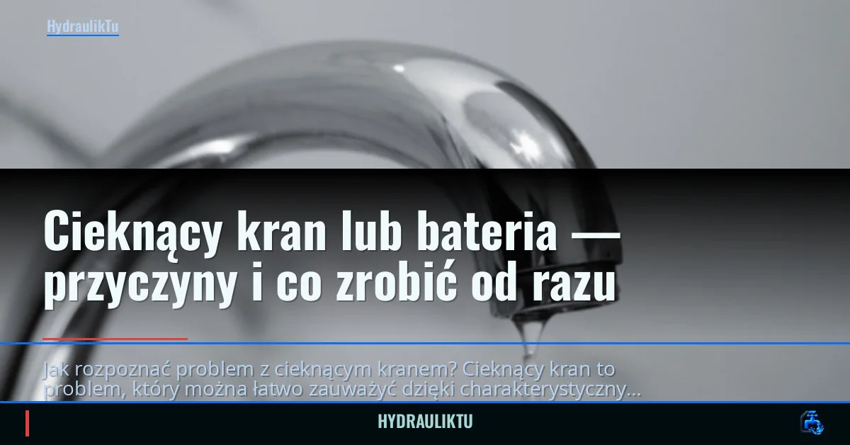 Cieknący kran lub bateria — przyczyny i co zrobić od razu