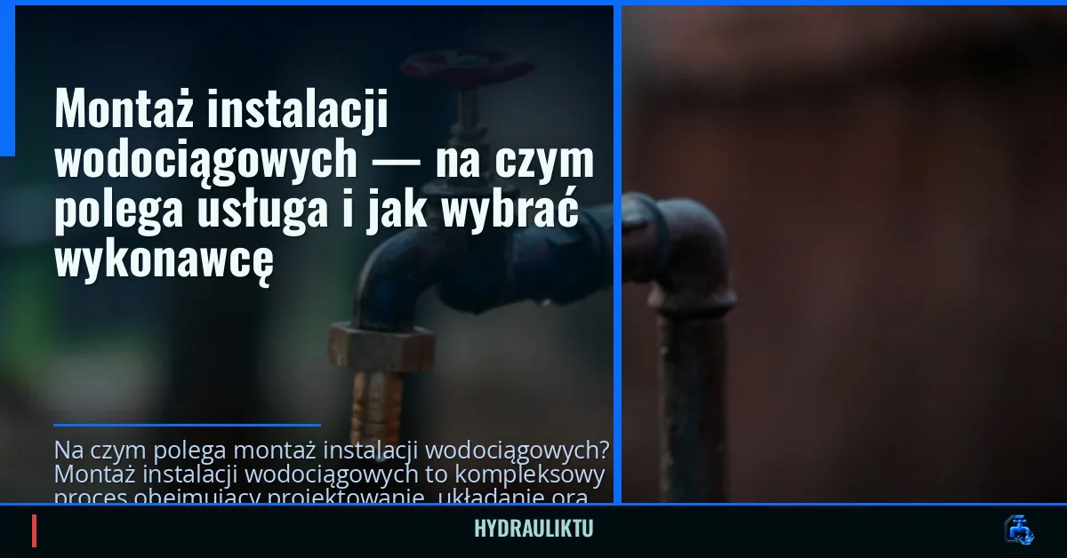 Montaż instalacji wodociągowych — na czym polega usługa i jak wybrać wykonawcę