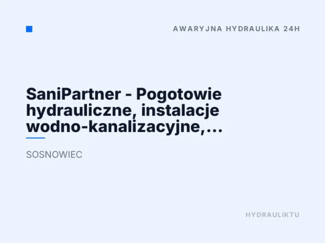 SaniPartner – Pogotowie hydrauliczne, instalacje wodno-kanalizacyjne, serwis, montaż