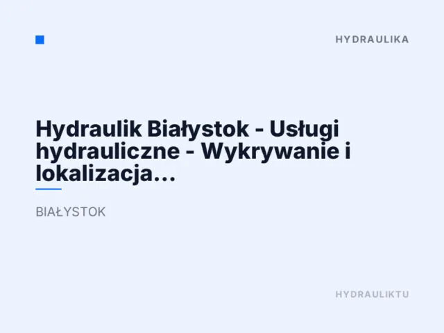 Hydraulik Białystok – Usługi hydrauliczne – Wykrywanie i lokalizacja wycieków Firszt Art